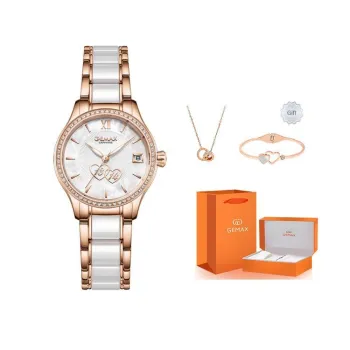 GEMAX Wrist Watch Automatic Mechanical Movement Ceramic Strap Watch Women's Watch White Dial