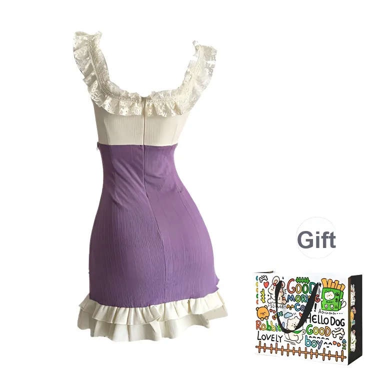 OURUOKE Slip Dress Women's Violet-1
