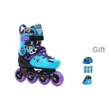 Blue Explorer Clothing Sets[Graffiti Helmet+Colorful Protective Gear+Mesh Bag]