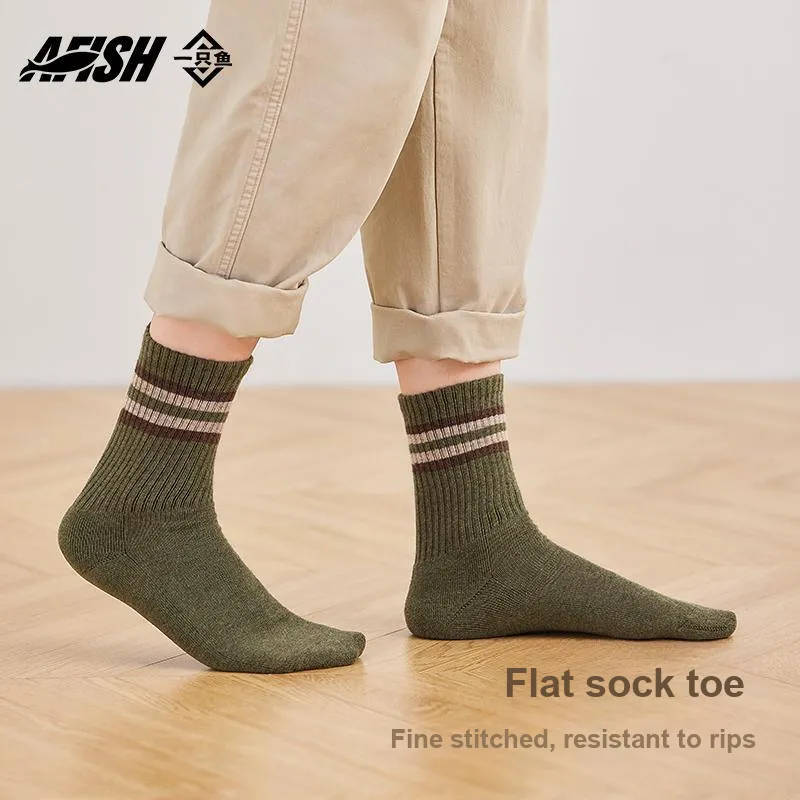 AFISH Mid Calf Socks Men's 5 Pairs Shopping Bags-1