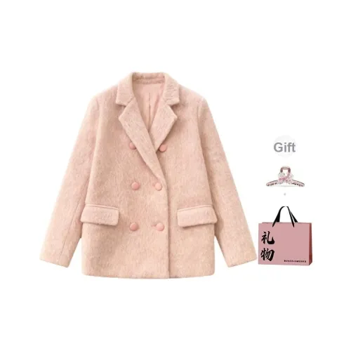 BAIDAIFEI Розовый В комплекте с заколкой-крабом ➕ Эксклюзивная сумка для покупок Женское пальто