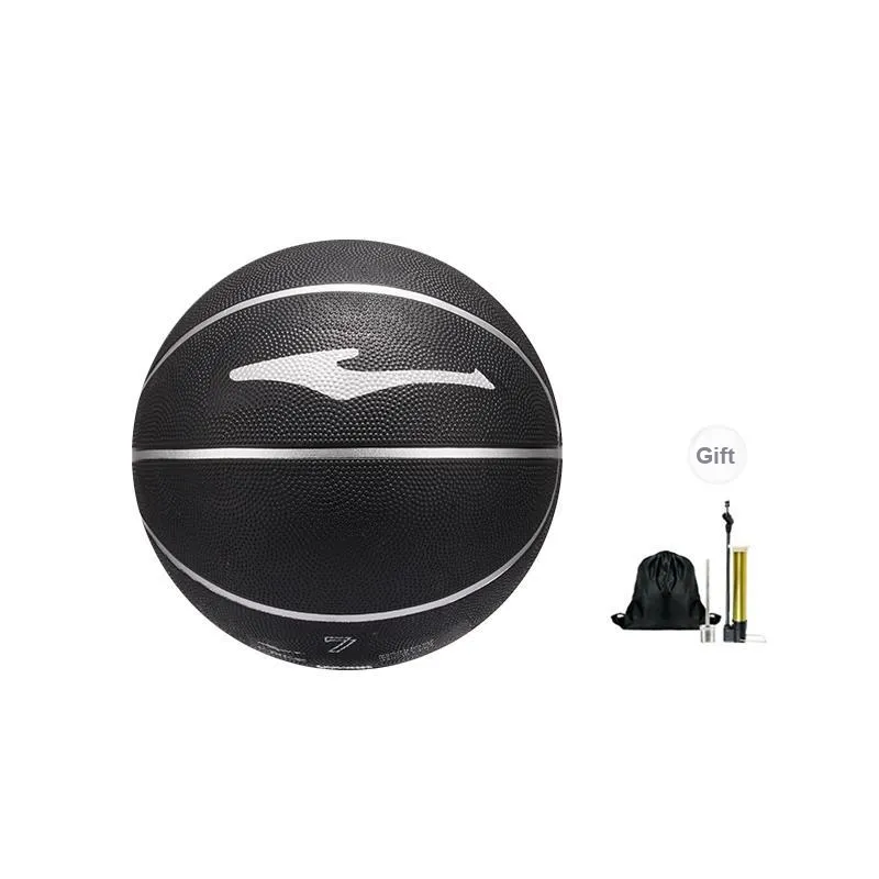 Erke Rubber Basketball Black Silver Size 7 Ball Training Unisex-2