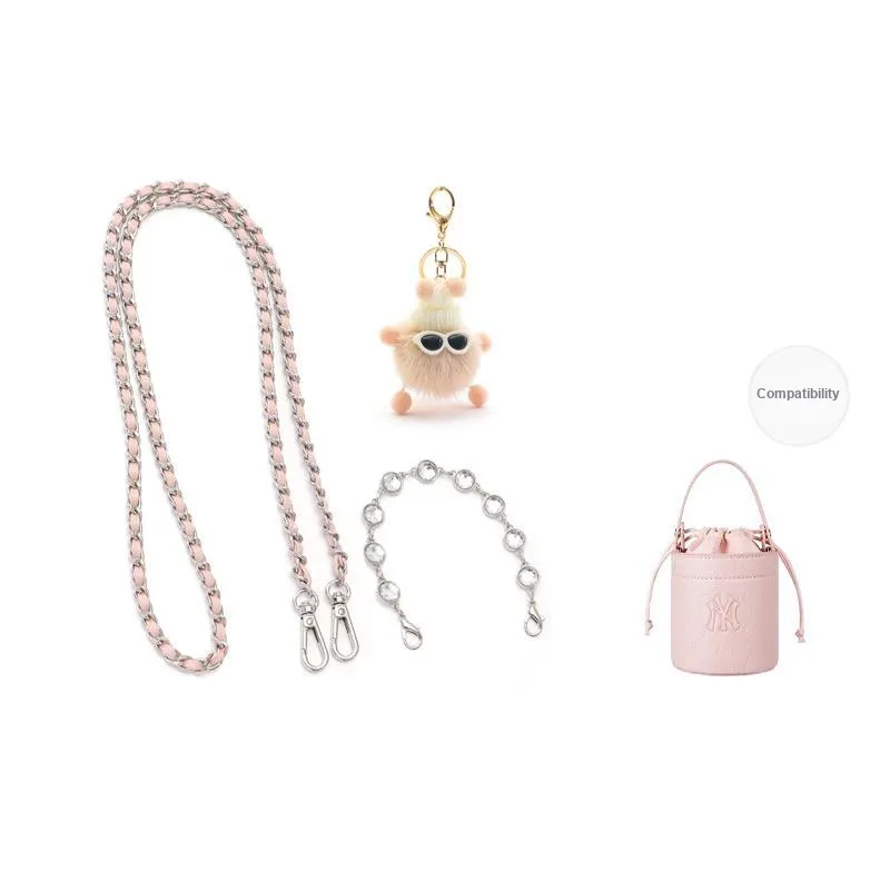 Gloya Leather Alloy One Shoulder Crossbody With Chain Accessories Decorative Chain Combo Set Women's Pink-10