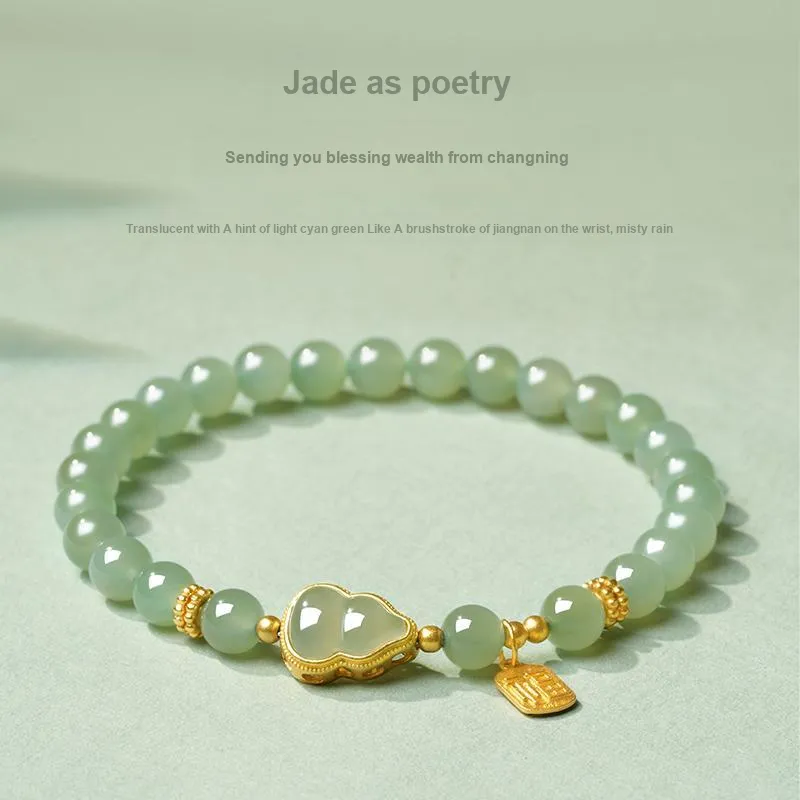 YINXIANGMOU Hetian Jade Bracelets Pale Greenish White Jade Women's-8