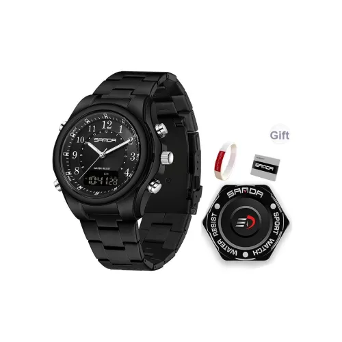 Sanda Электронный + Кварцевый механизм Стальной ремешок Часы Мужские синий циферблат