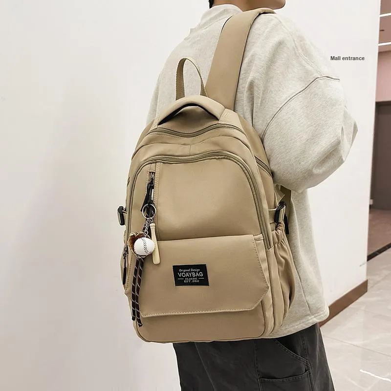 BUBM Nylon Backpack Unisex Black/White/Red/Blue/Khaki-23