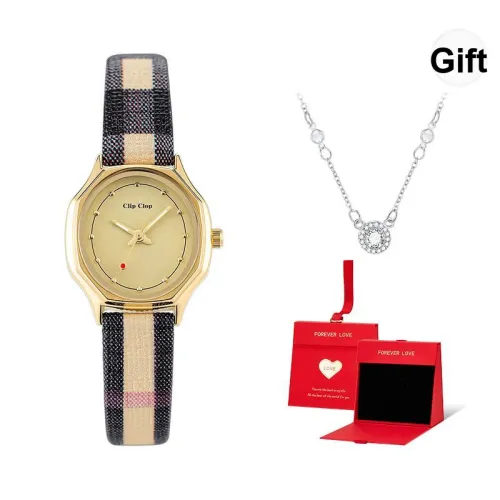 Clip Clop Кварцевый механизм Часы Женские Золотистый циферблат