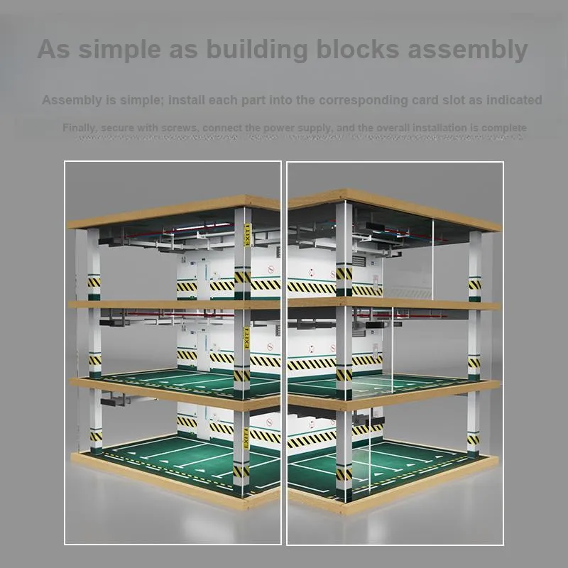 CARMCK 1 24 Triple Layer Pipe Style Car Models Parking Lot Ornament Simulation Garage Model Accessories-14