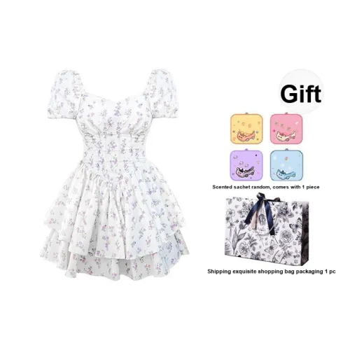 PZGE Короткий рукав Платье Женское Белое