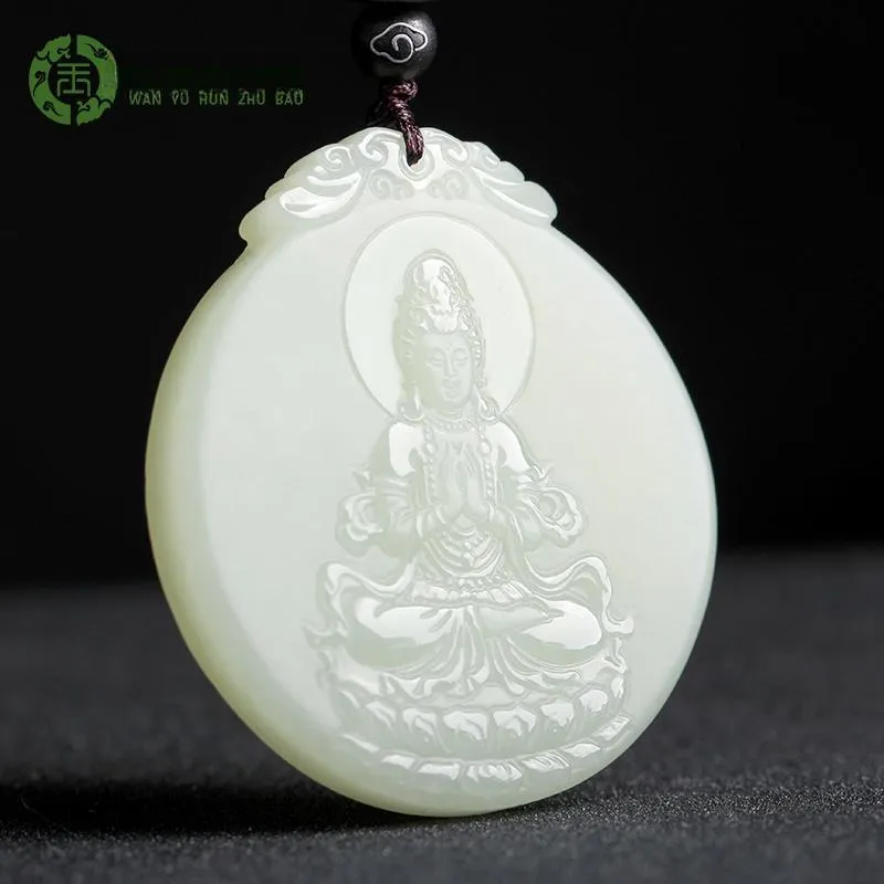 WANYUHUN Hetian Jade Pendants White Jade Unisex-3