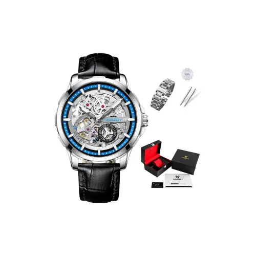 VODOY Автоматический Механический Механизм Мужские Часы 42 мм Серебряный