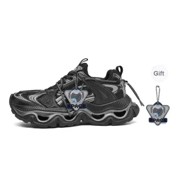 SK.TRIP Waves Wear Resistant Lightweight Height Increasing Low Top Chunky Sneakers Men's Jet Black