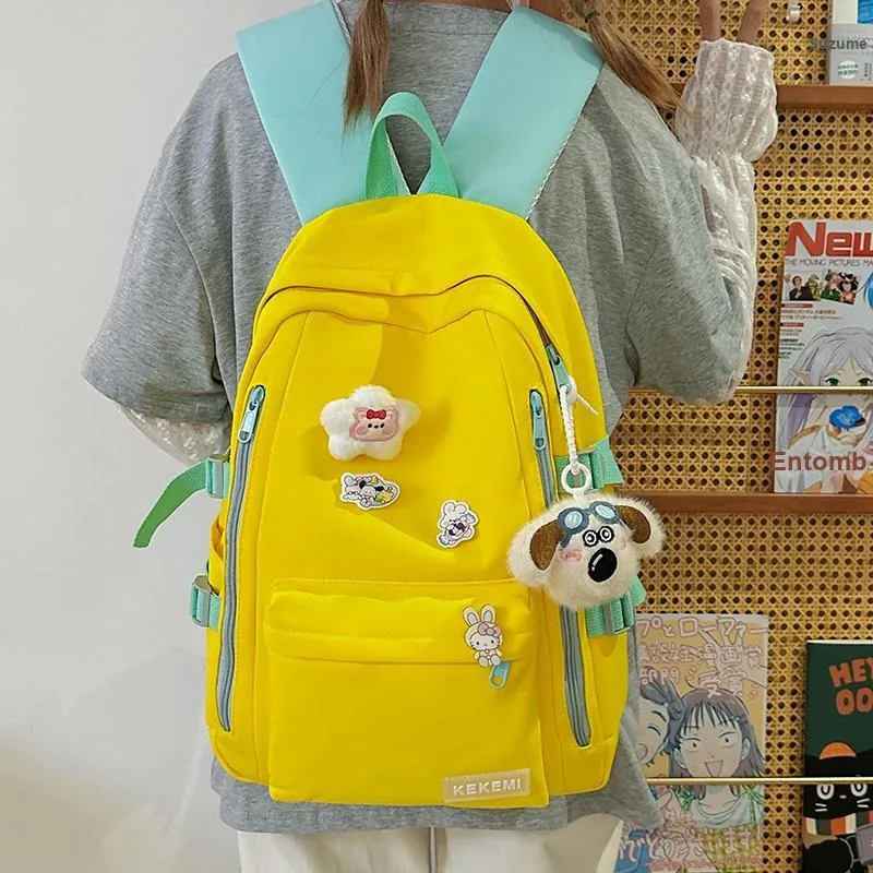Wolfhorse Nylon Backpack Unisex Yellow/Blue/Green/White/Black-14