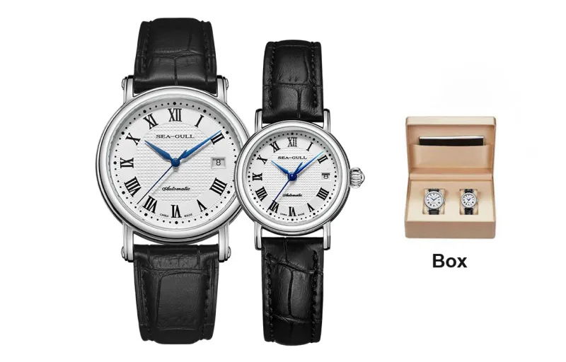 Sea Gull National Automatic Mechanical Movement Genuine Leather Strap Watch Unisex White Dial-1
