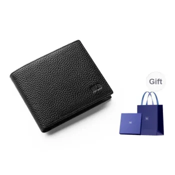 HLA Genuine Leather With Cow Leather Wallet, Wallet Unisex Black