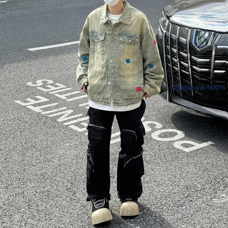 Nuthink Denim Jacket Unisex Yellow Mud-5