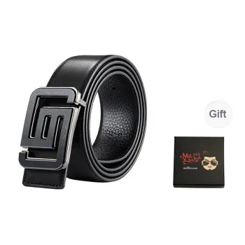 SEVEN Pin Buckle Youth Business Casual Suit Trouser Belt Leather Belts Men's Black 3.5cm
