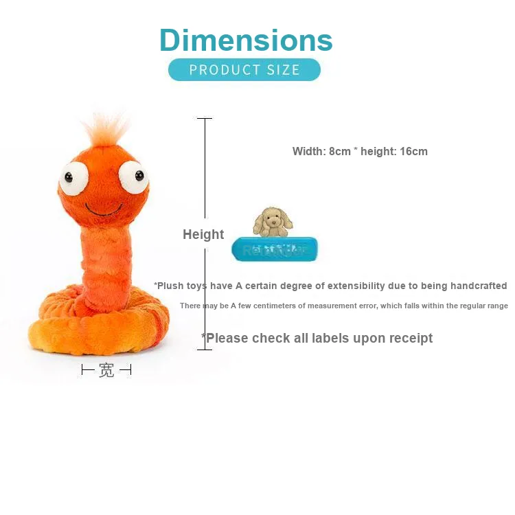 JELLYCAT Winston Worm Plush Toy-3