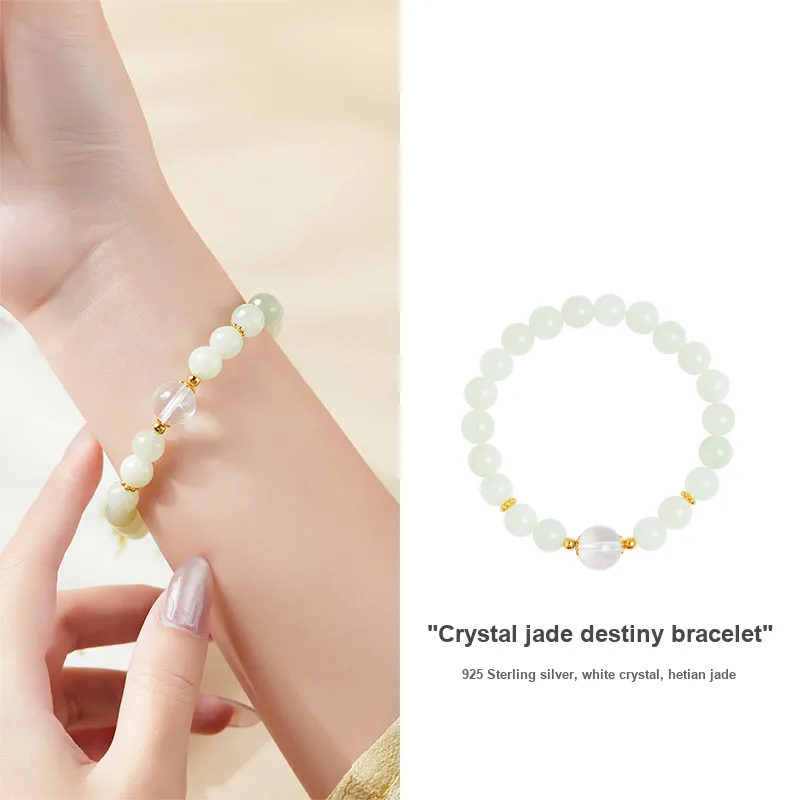 DIHUAJI Hetian Jade Bracelets Pale Greenish White Jade Women's-5