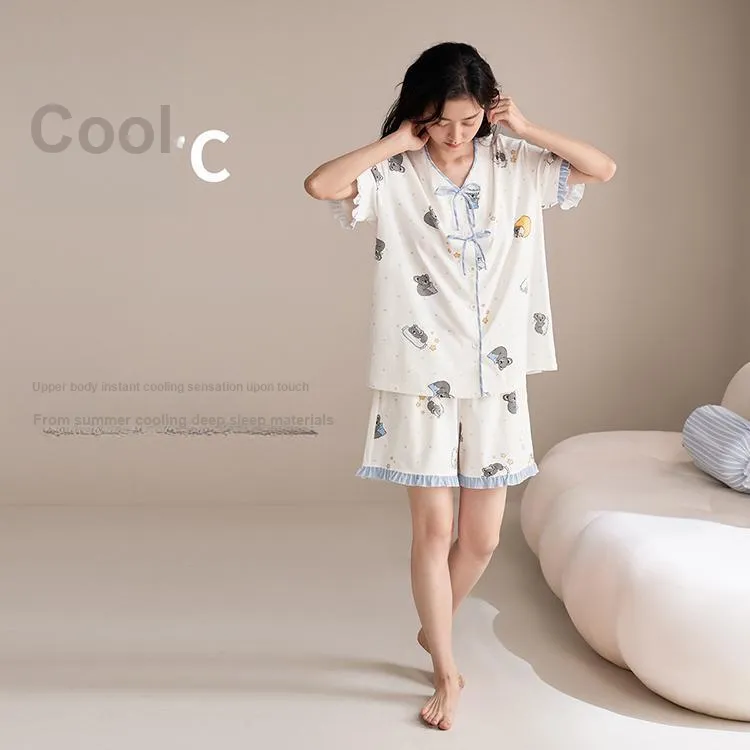 JINGYUN Deep Pajama 70 Pajama Set Women's Cloud Light White-3