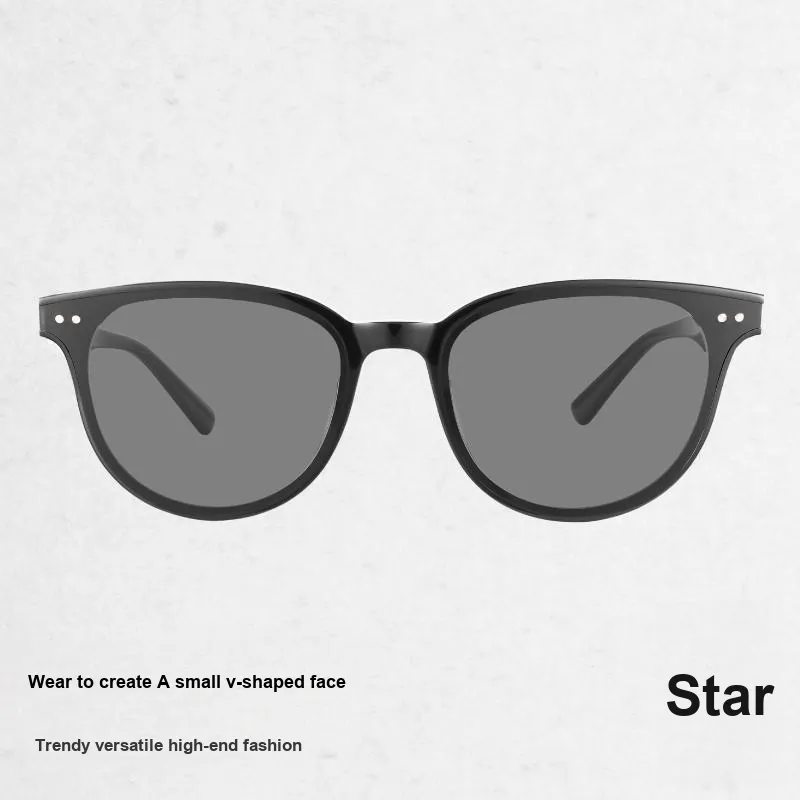 MUJOSH Plate Frame Round Frame Star Logo Fashion Sun Protection UV Protection Unisex-2
