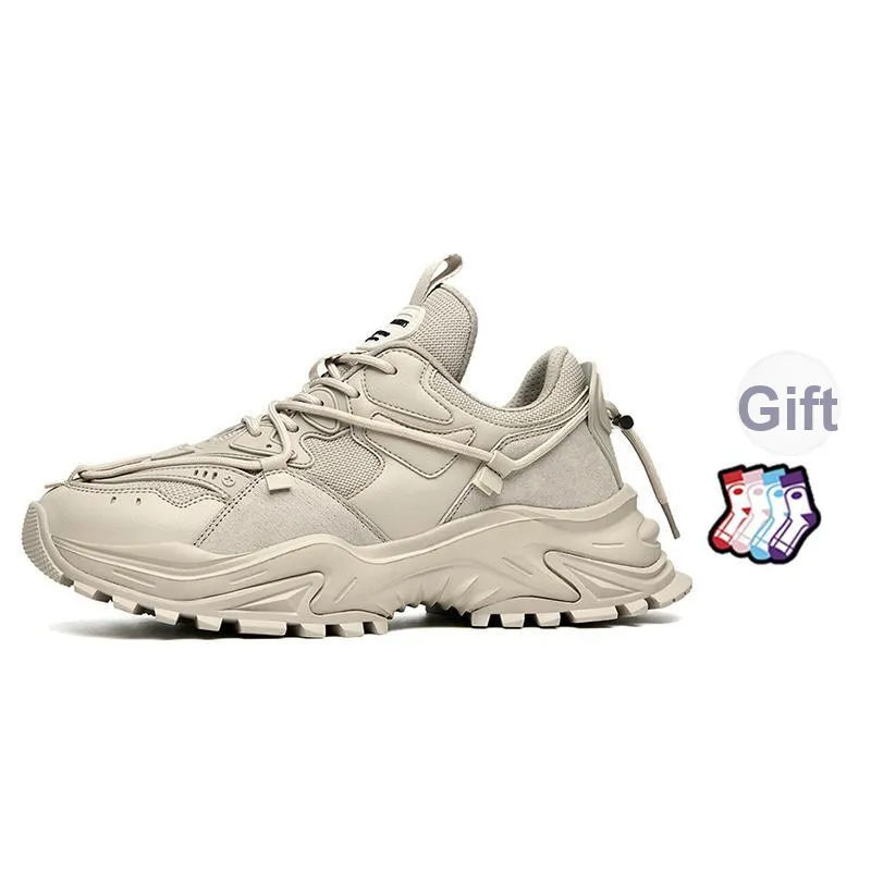 Masongarments Shark Tooth No. 2 Height Increasing Wear Resistant Low Top Chunky Sneakers Unisex Beige