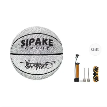 SIPAKESPORT Synthetic Leather Basketball Silver White Size 7 Standard Ball Reflective