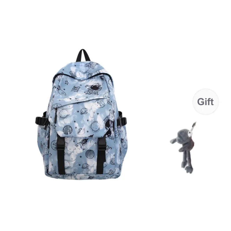 BRABOSTON Nylon Backpack Unisex Seven Characters/Black White Stripes/Black/Light Green/Light Blue-15