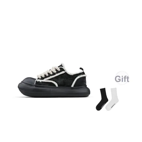 HANQIAORIJI Rakura series Устойчивые к истиранию Увеличение высоты Низкие кроссовки для скейтбординга Унисекс Черные