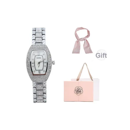 NANGL Кварцевый механизм стальной ремешок женские часы белый циферблат