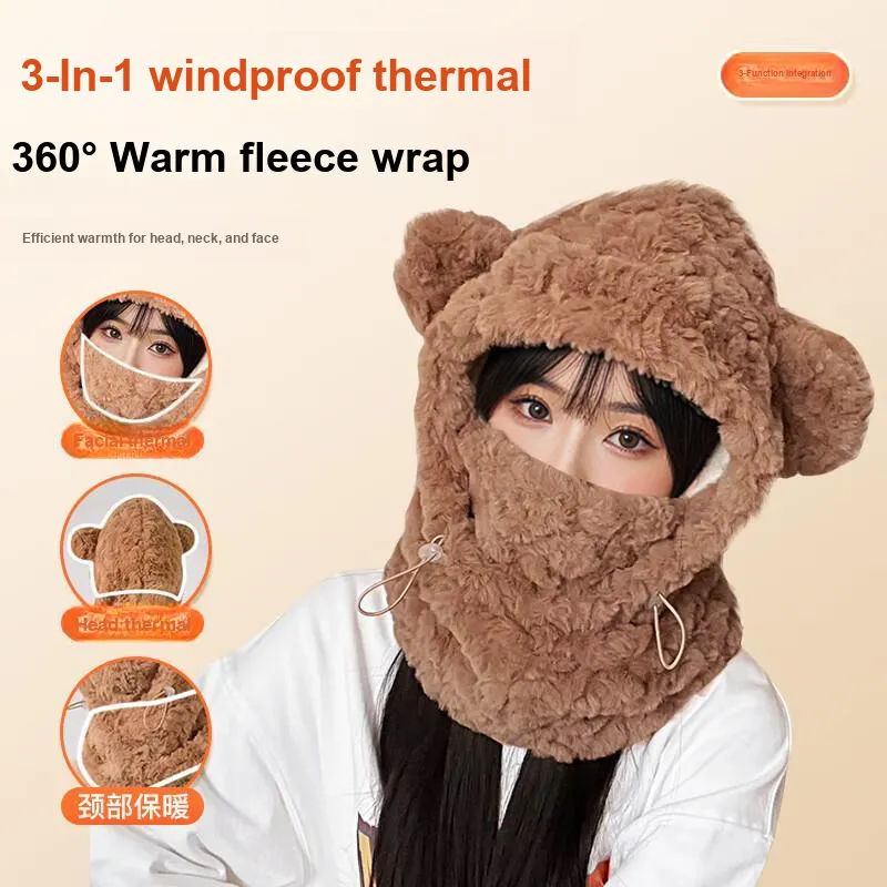 XTEP Casual Fashion Versatile Anime Cute Facial Features Fuzzy Beanie Unisex-1