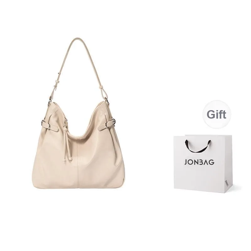 JONBAG Synthetic Leather Shoulder Bag Large Size Women's Hazelnut Brown/Black/White-12