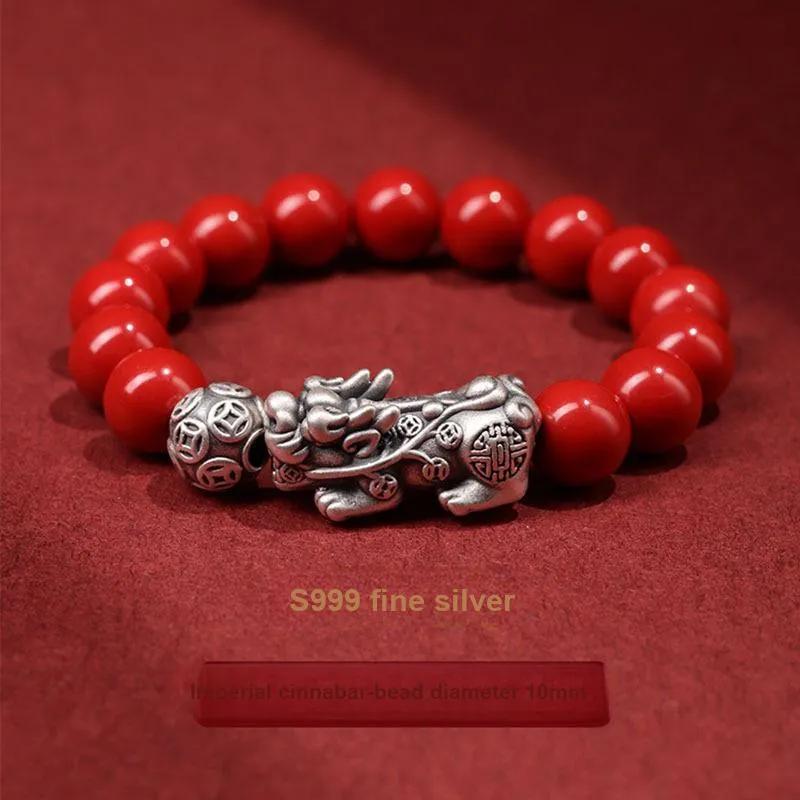 WUMZK Reconstructed Cinnabar Bracelets Unisex-11