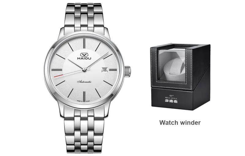 Sea Gull Automatic Mechanical Movement Genuine Leather Strap Watch Men's Watches White Dial-8