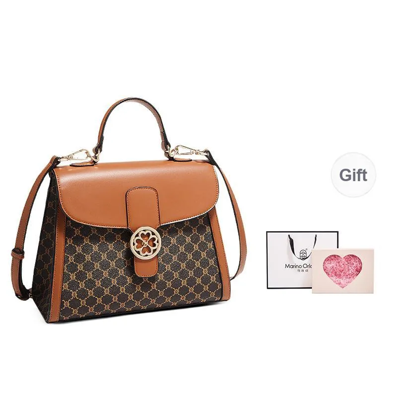 Marino Orlandi Synthetic Leather Shoulder Bag Crossbody Bag Medium Size Women's Coffee/Khaki-14