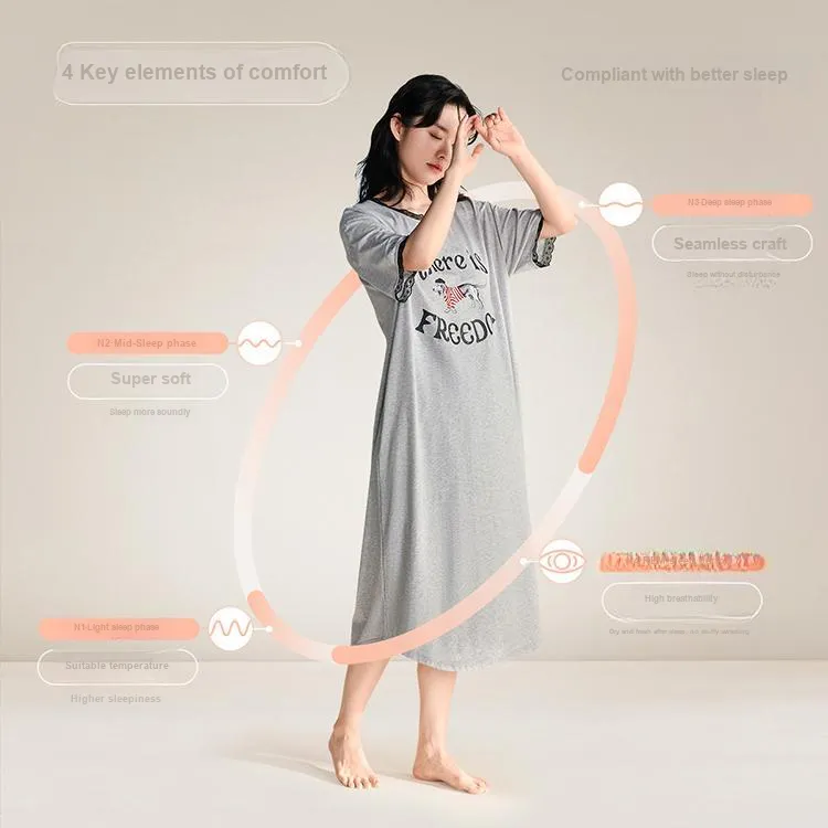 JINGYUN Nightgown Women's Bean Gray-2