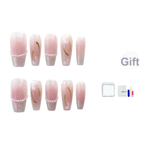 JINGCHANXUE Персик Ледяной Чай False Nail MID Длина (размер в длину) Blush Nude Coquette 16мм