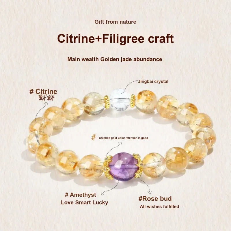 Jodie&Kevin Natural Citrine Bracelets Unisex-7