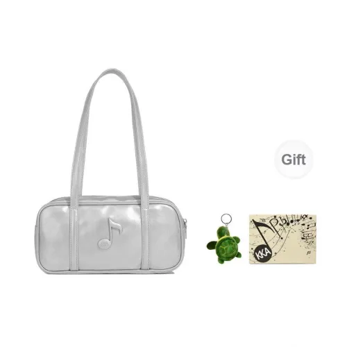 KKA PU One Shoulder Underarm Handbag Women's Silver/White/Black