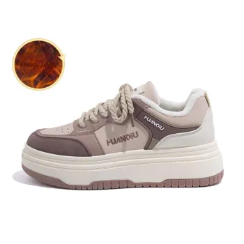 HUANQIU Abrasion Resistant Low Top Skateboard Shoes Women's Beige