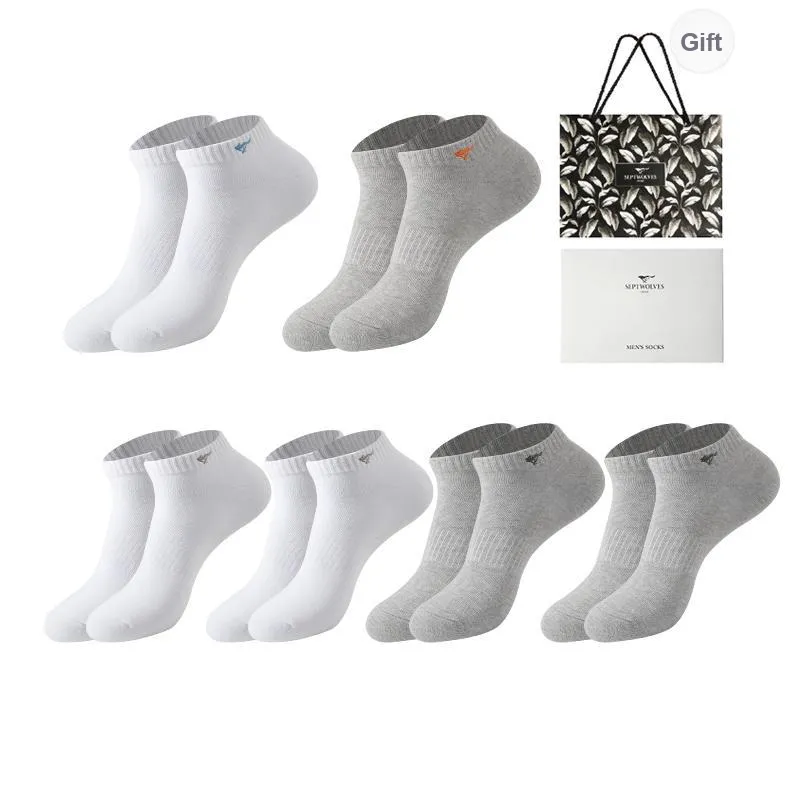 SEPTWOLVES Ankle Socks Men's 6 Pack Gift Box Set+Shopping Bag-12