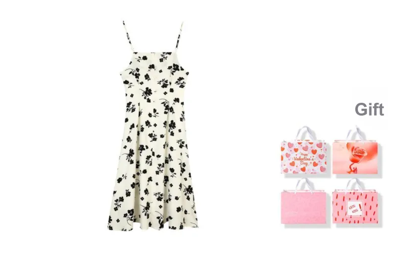 EIDOLON GRAIN Slip Dress Women's White With Black Floral-3