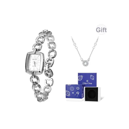 Clip Clop Кварцевый механизм сплав ремешок женские часы белый циферблат