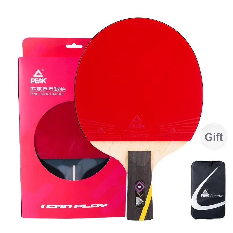 PEAK Ping Pong Paddles Unisex 7 Layer Solid Wood Black Red-1