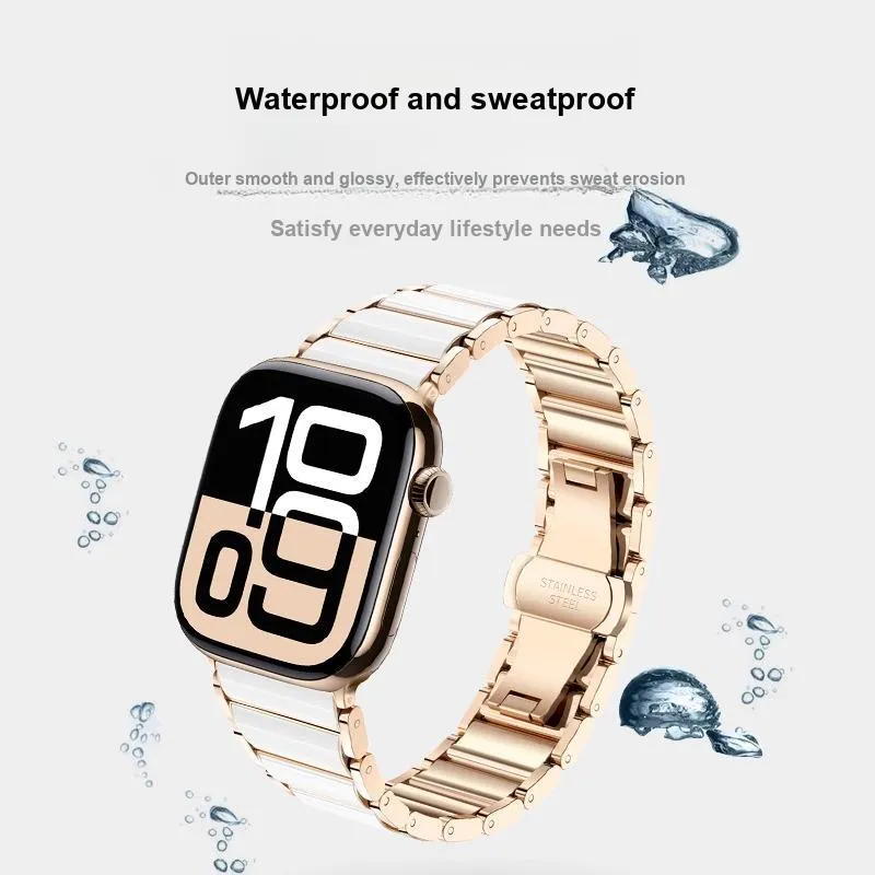 IBOANN Apple Compatibility Watch Band 15cm Ceramic, Stainless Steel Material-5