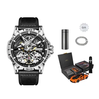 GEYA G MAX Collection Automatic Mechanical Movement Leather Watch Bands Watch Men's Watches Cut Out Dial