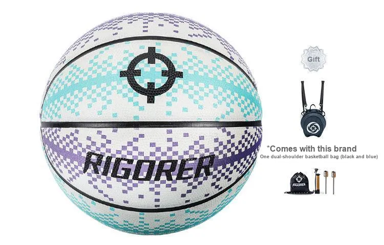 RIGORER Pixel Collection Rubber Basketball Blue Purple White Size 7 Training-14