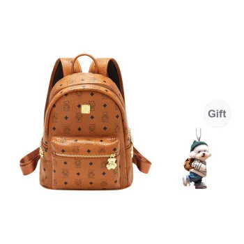 JANE KLAIN Synthetic Leather Backpack Large Size Women's Caramel Brown/Cherry Blossom Pink