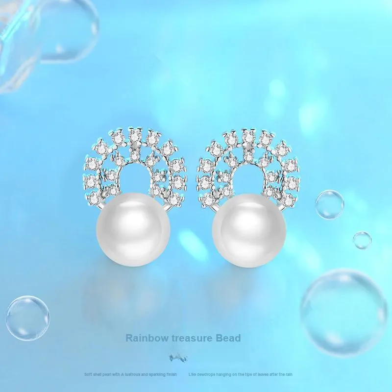 Andaozi Pearl Stud Earrings Women's-1