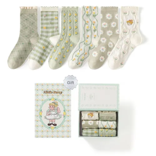 Caramella x Little Berry Mid Calf Socks Women's 6 Pack